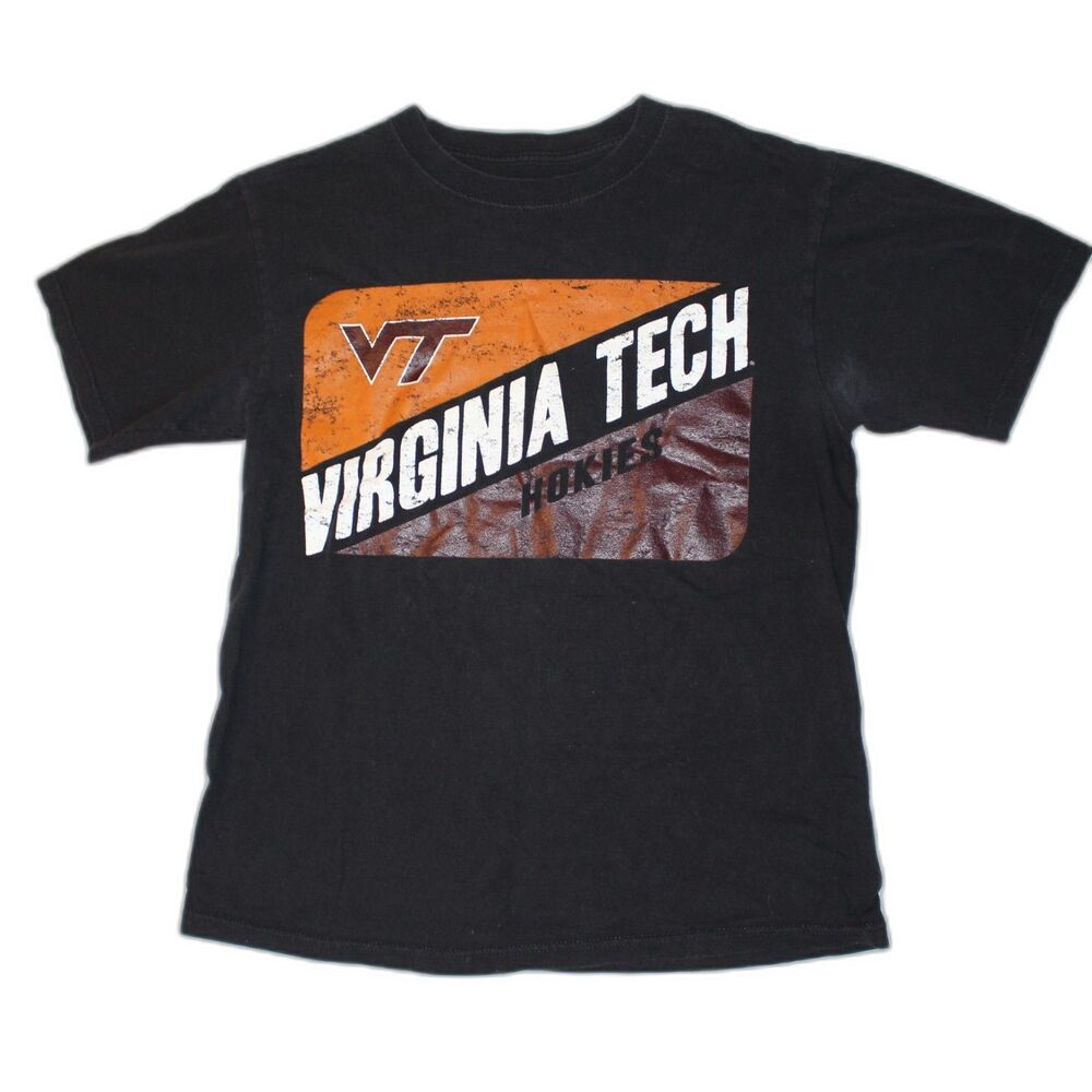 Virginia Tech Hokies Black‎ T Shirt Size Medium J-America Cotton NCAA